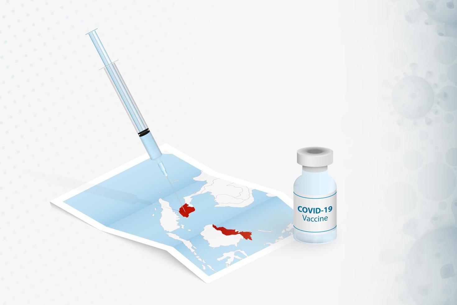 Malaysia Vaccination, Injection with COVID-19 vaccine in Map of Malaysia. vector