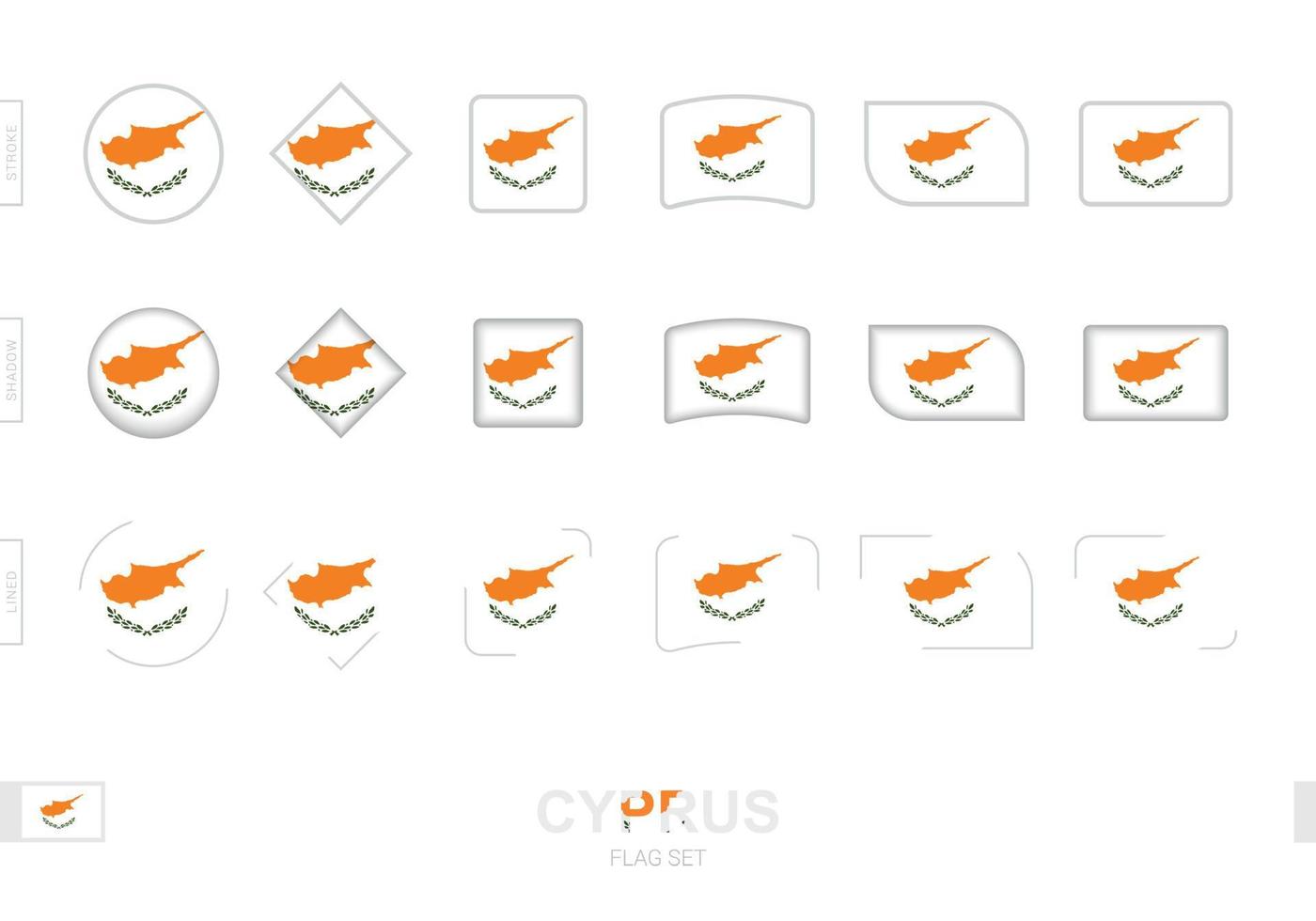 Cyprus flag set, simple flags of Cyprus with three different effects. vector