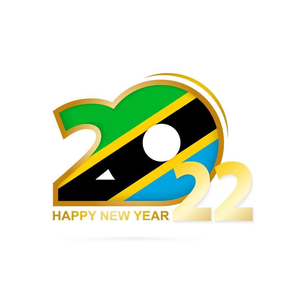 año 2022 con patrón de bandera de tanzania. diseño de feliz año nuevo. vector
