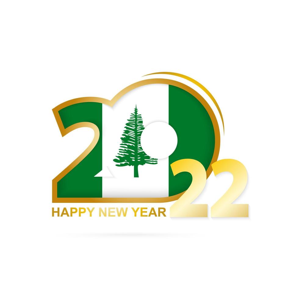 Year 2022 with Norfolk Island Flag pattern. Happy New Year Design. vector