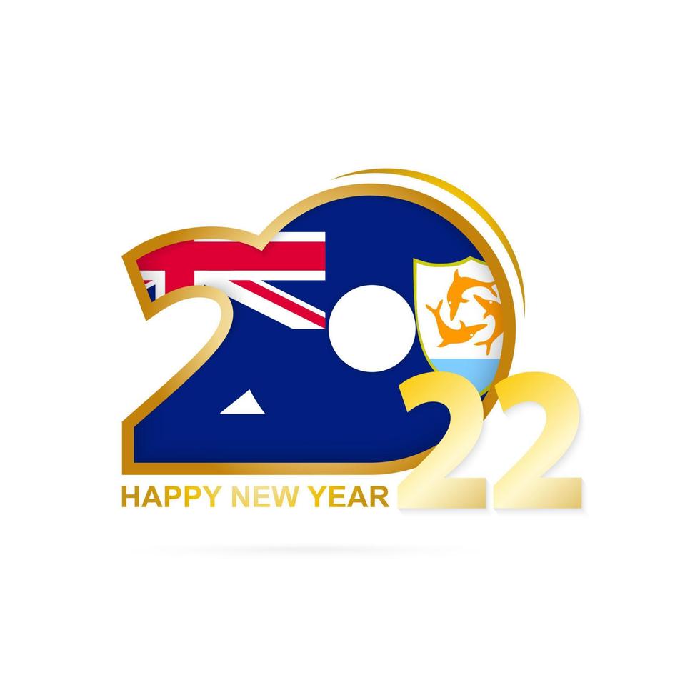 Year 2022 with Anguilla Flag pattern. Happy New Year Design. vector