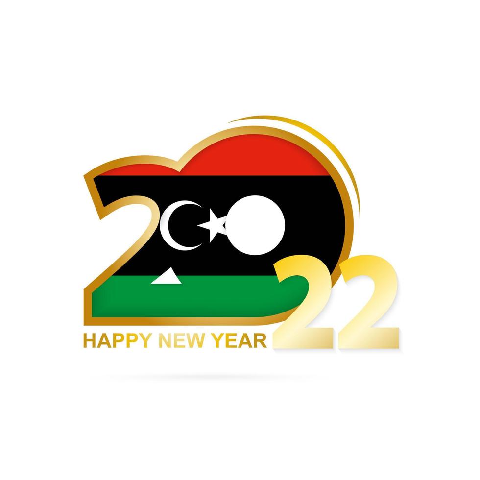 año 2022 con patrón de bandera de libia. diseño de feliz año nuevo. vector