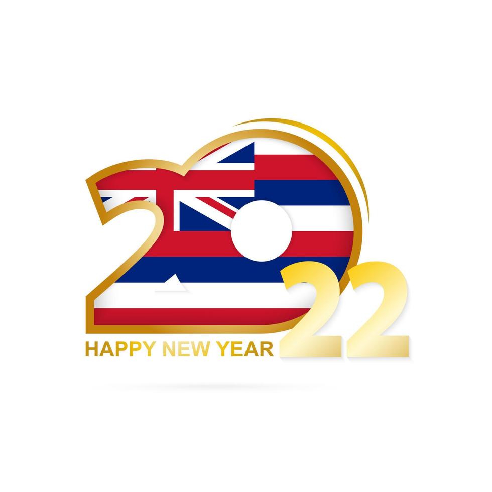Year 2022 with Hawaii Flag pattern. Happy New Year Design. vector
