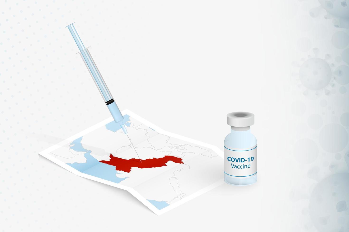 vacunación de pakistán, inyección con vacuna covid-19 en el mapa de pakistán. vector