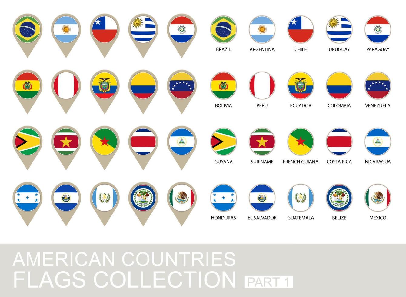 colección de banderas de países americanos, parte 1 vector