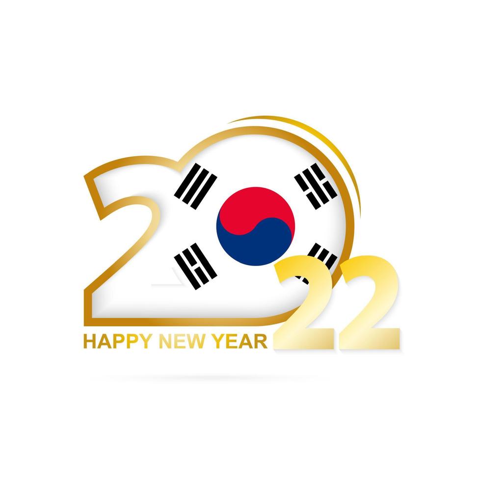 Year 2022 with South Korea Flag pattern. Happy New Year Design. vector