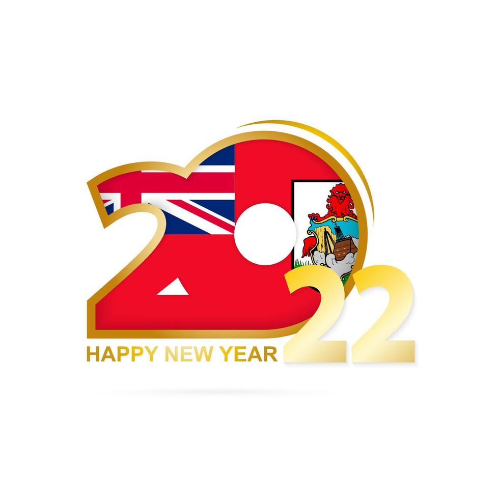 Year 2022 with Bermuda Flag pattern. Happy New Year Design. vector