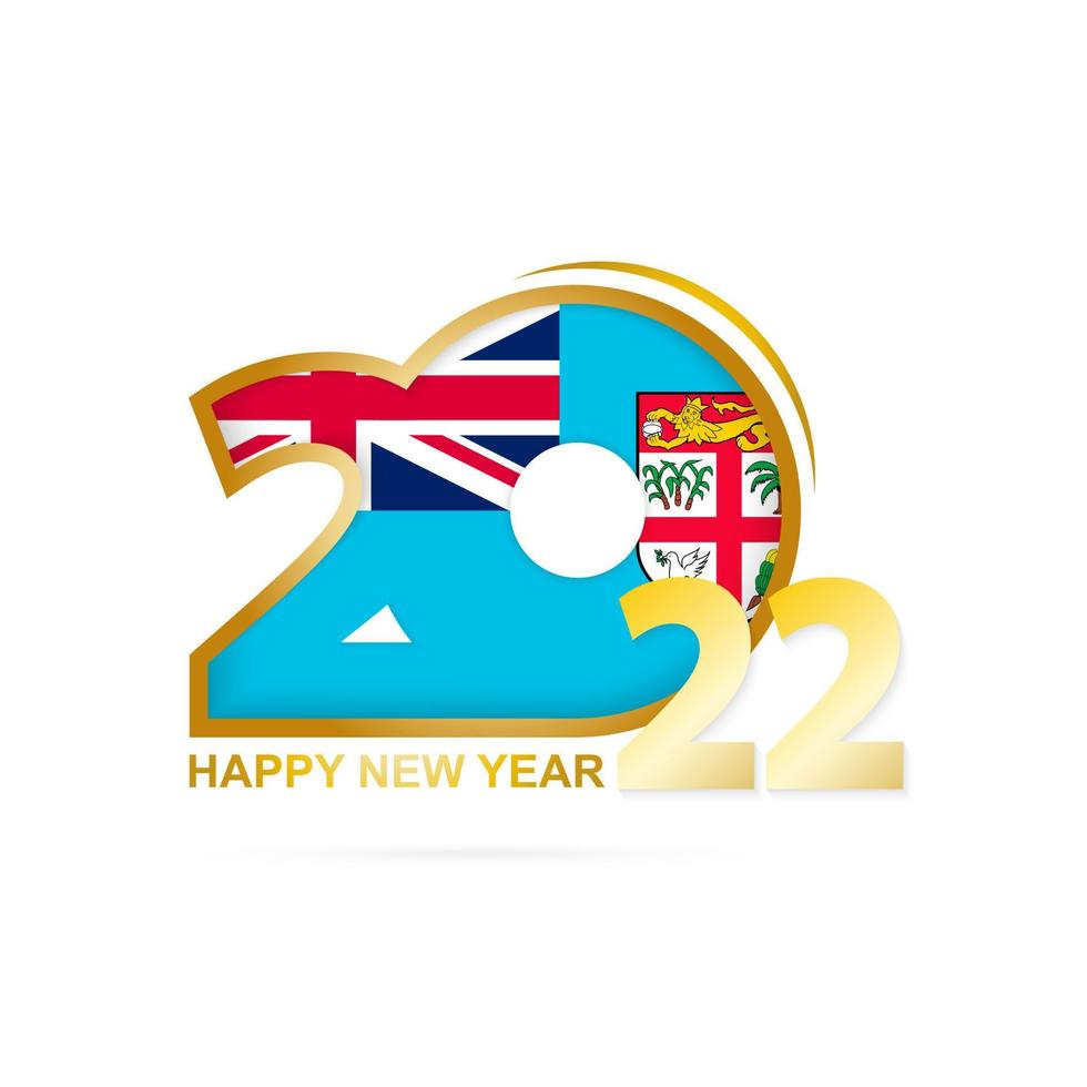 Year 2022 with Fiji Flag pattern. Happy New Year Design. vector