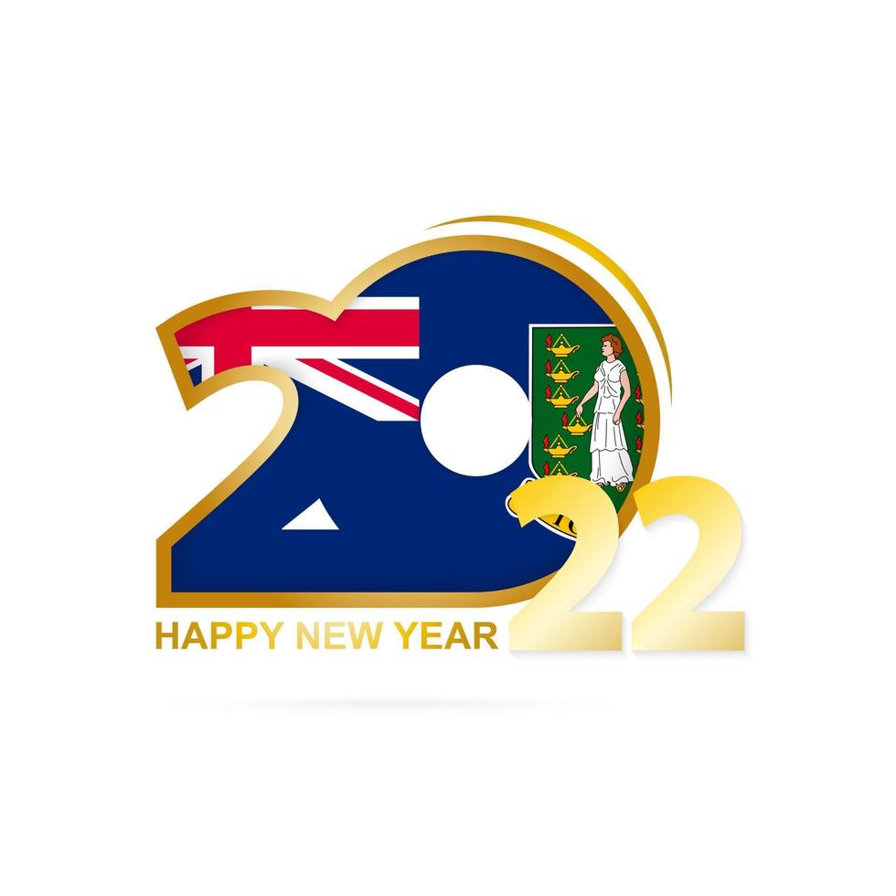 Year 2022 with British Virgin Islands Flag pattern. Happy New Year Design. vector