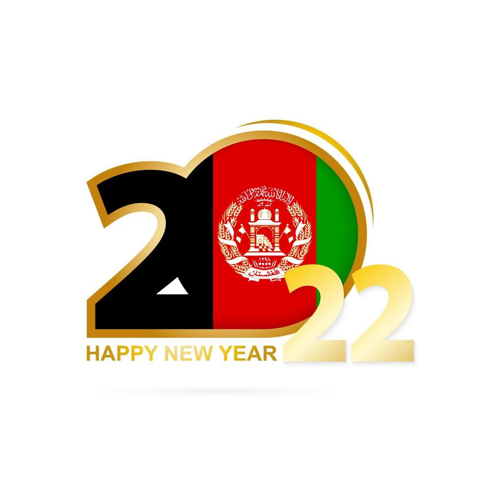 Year 2022 with Afghanistan Flag pattern. Happy New Year Design. vector