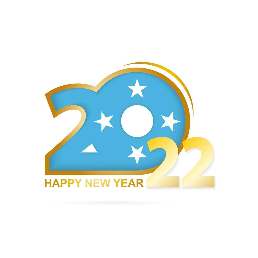 año 2022 con patrón de bandera de micronesia. diseño de feliz año nuevo. vector