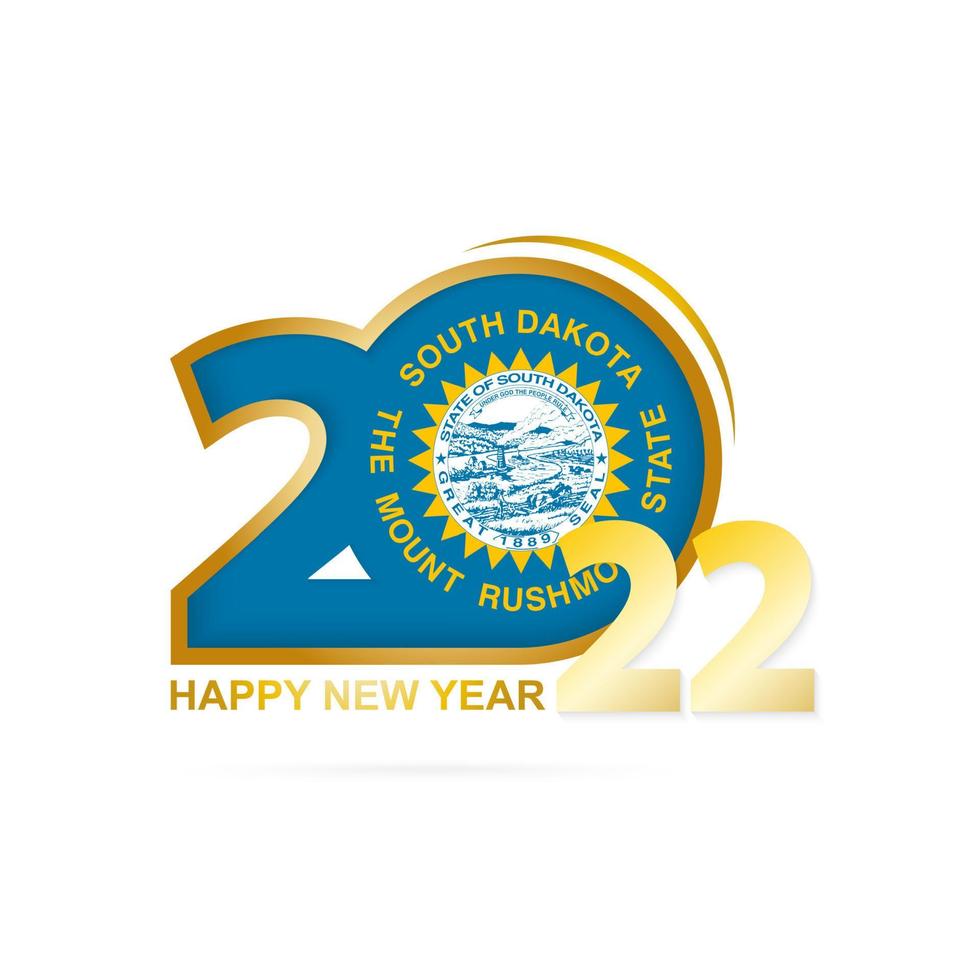 Year 2022 with South Dakota Flag pattern. Happy New Year Design. vector