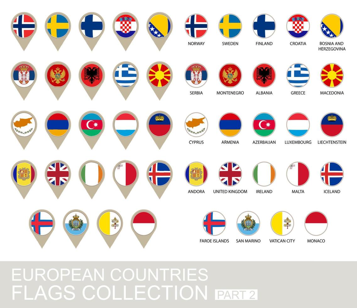 colección de banderas de países europeos vector