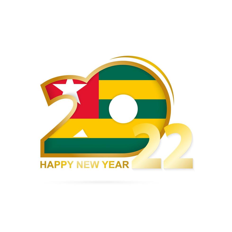 año 2022 con patrón de bandera togo. diseño de feliz año nuevo. vector