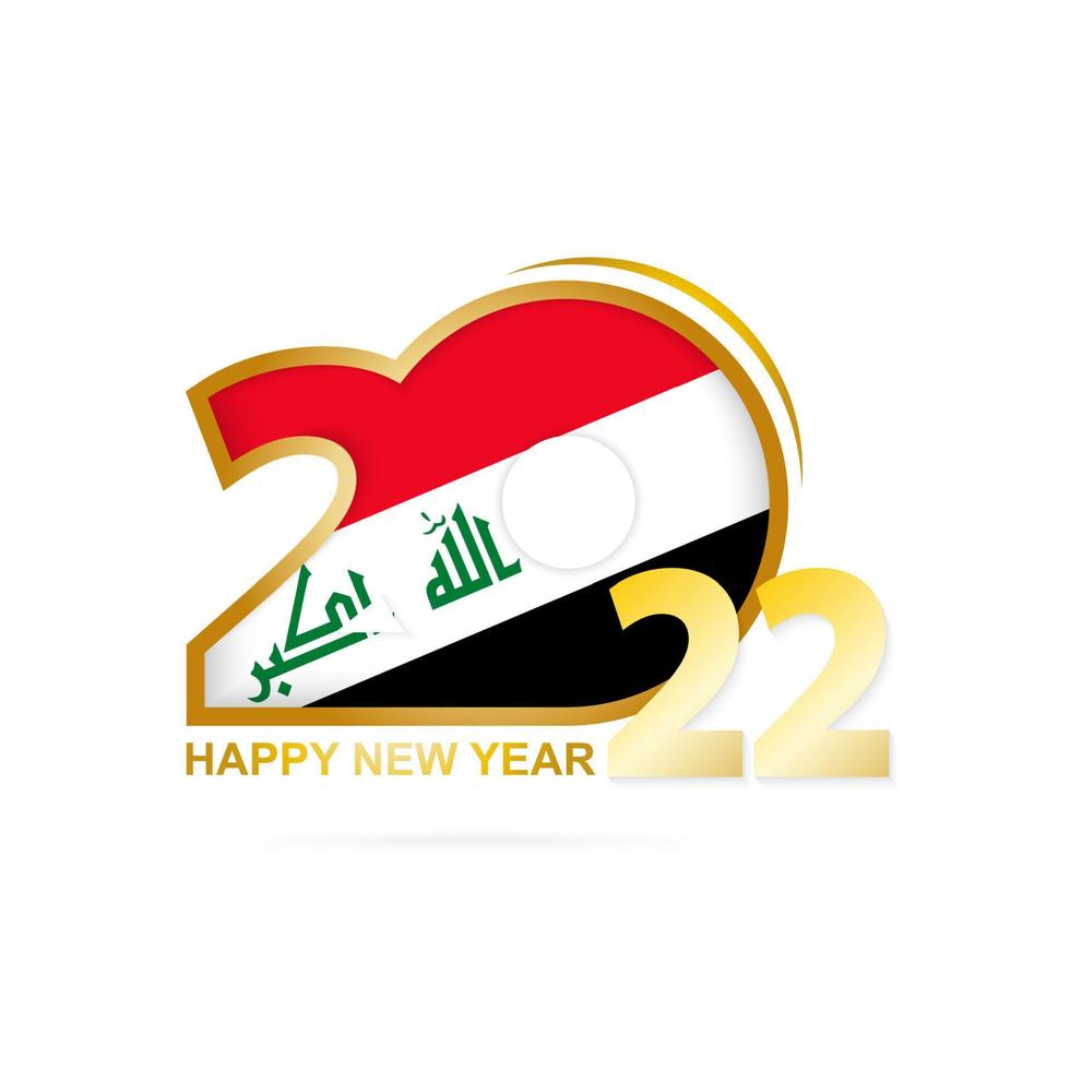 Year 2022 with Iraq Flag pattern. Happy New Year Design. vector
