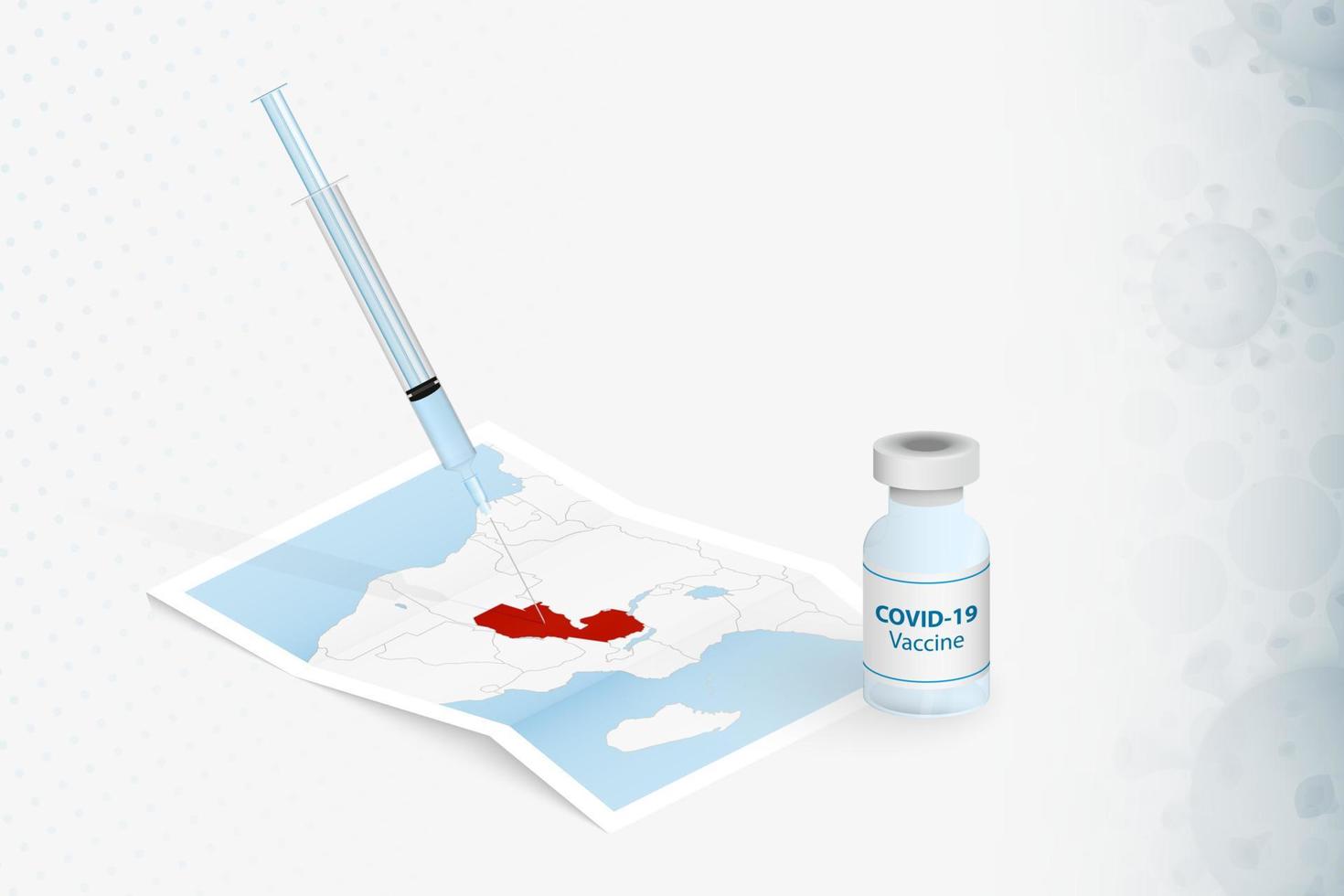 Zambia Vaccination, Injection with COVID-19 vaccine in Map of Zambia. vector