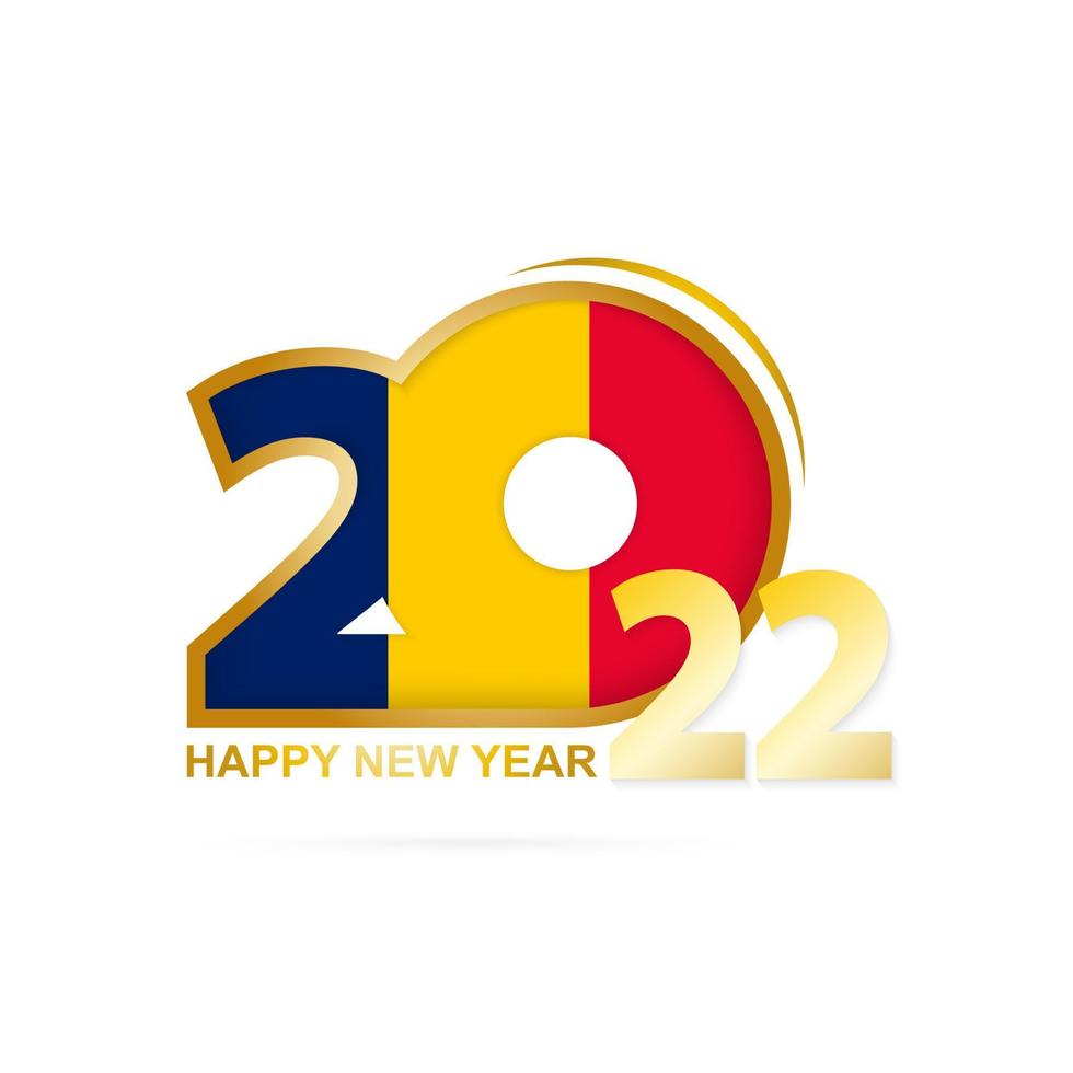 Year 2022 with Chad Flag pattern. Happy New Year Design. vector