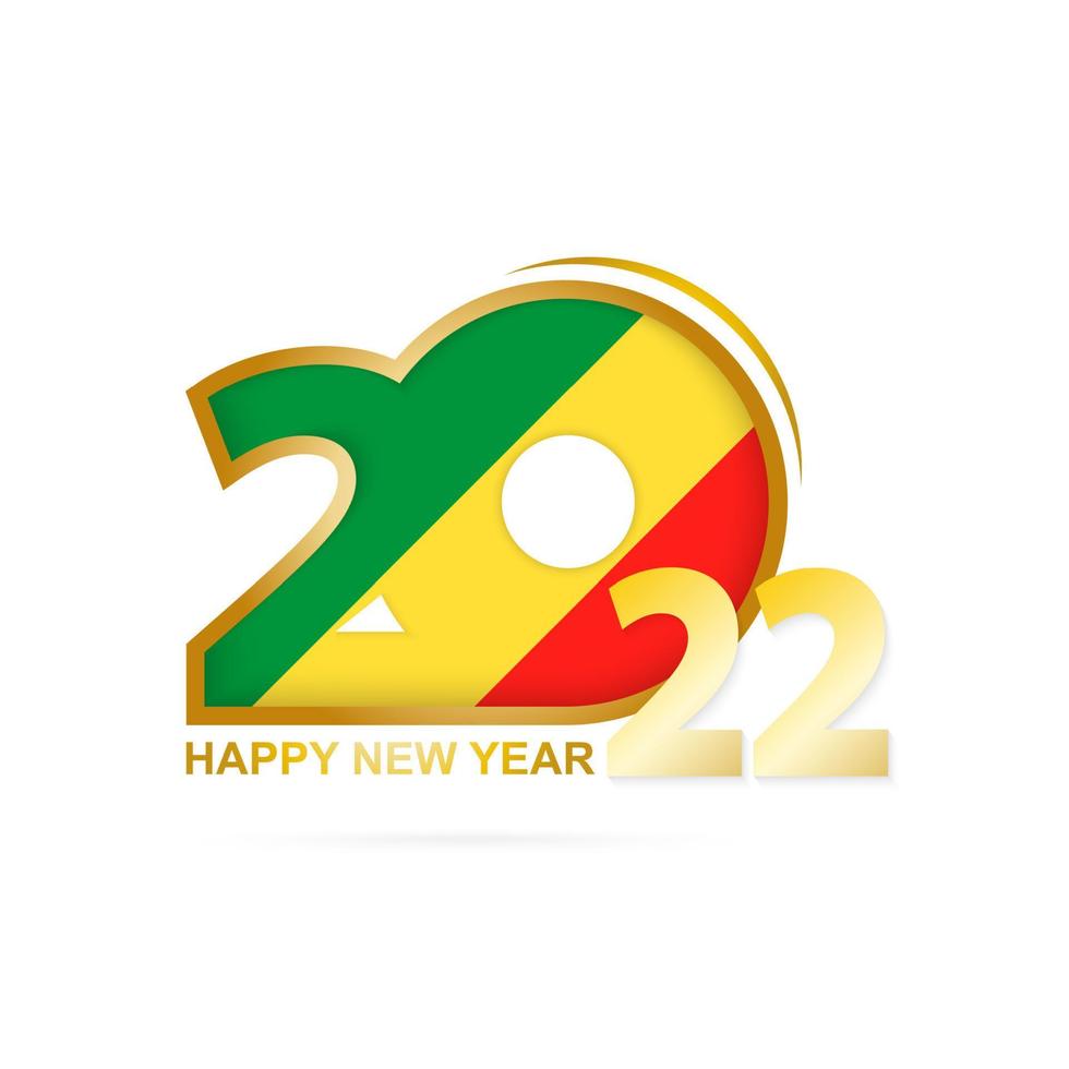 Year 2022 with Congo Flag pattern. Happy New Year Design. vector