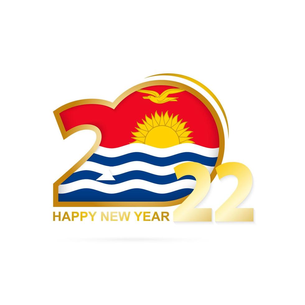 Year 2022 with Kiribati Flag pattern. Happy New Year Design. vector