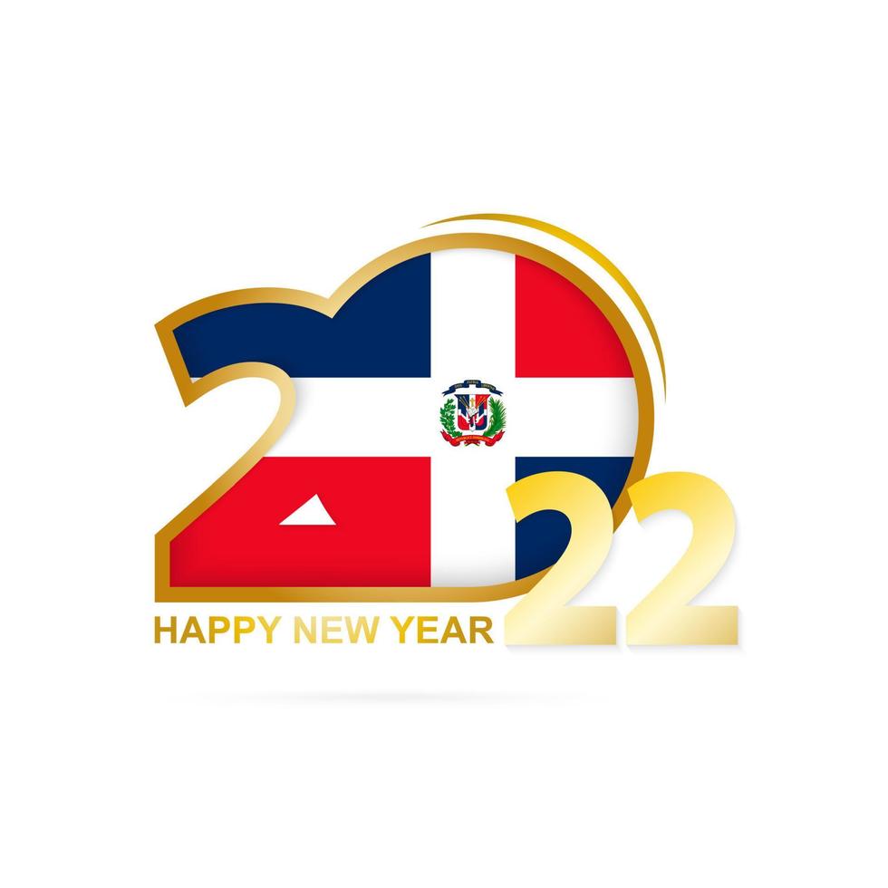 año 2022 con patrón de bandera de república dominicana. diseño de feliz año nuevo. vector