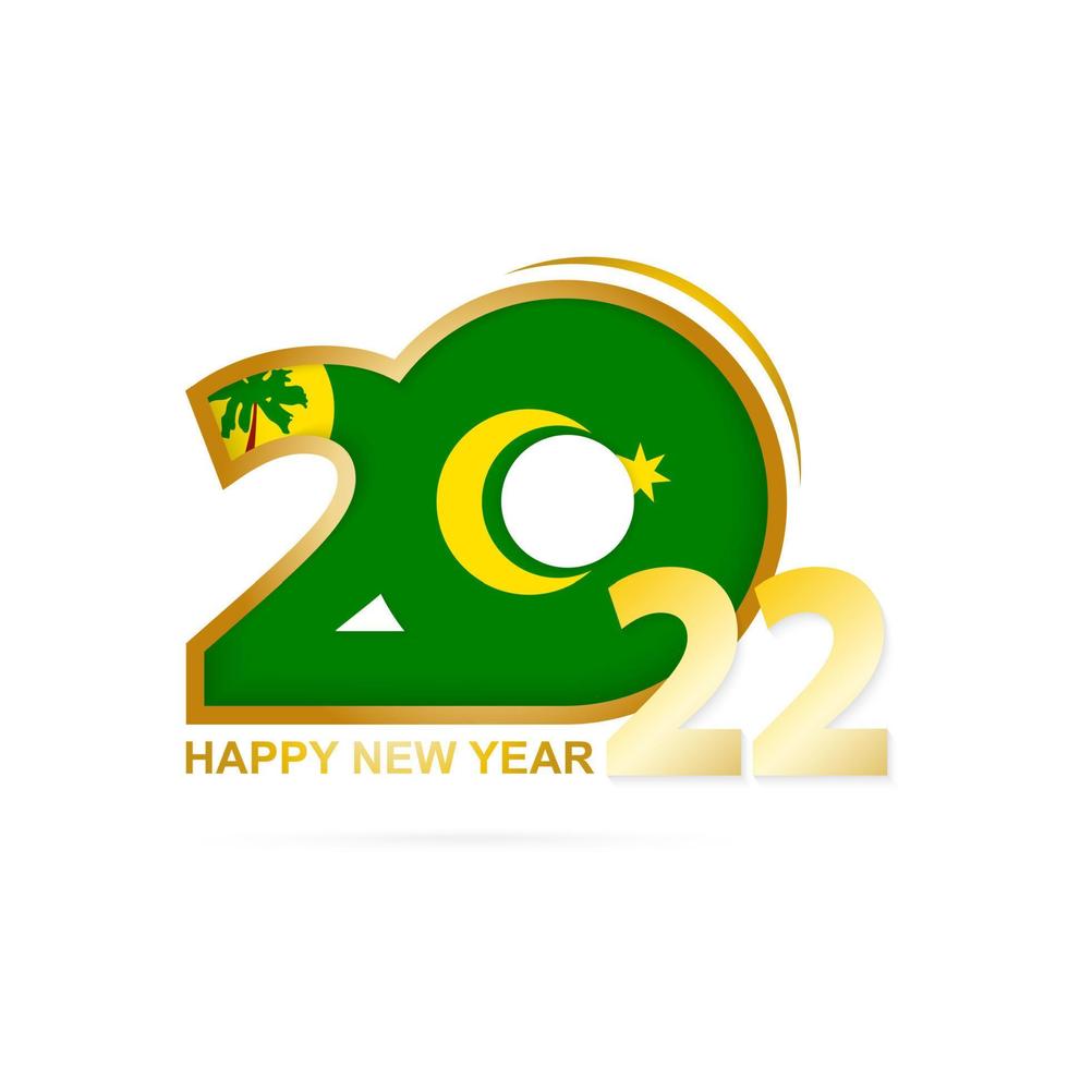 año 2022 con patrón de bandera de las islas cocos. diseño de feliz año nuevo. vector