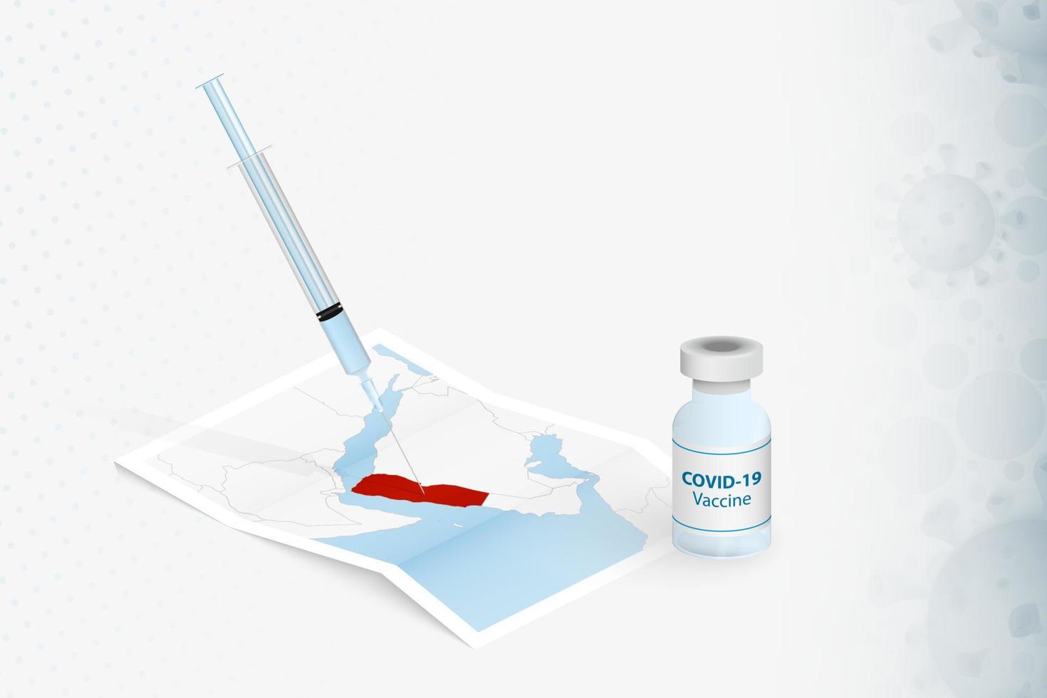Yemen Vaccination, Injection with COVID-19 vaccine in Map of Yemen. vector