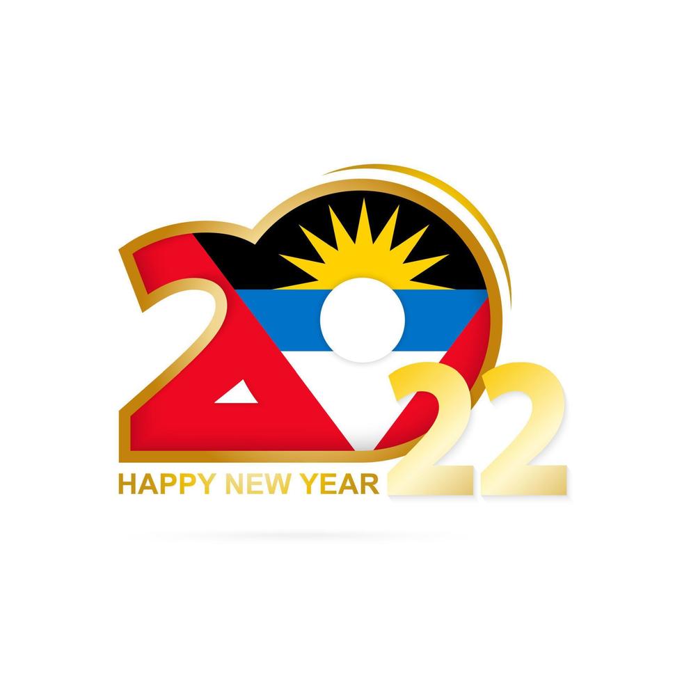 año 2022 con patrón de bandera de antigua y barbuda. diseño de feliz año nuevo. vector