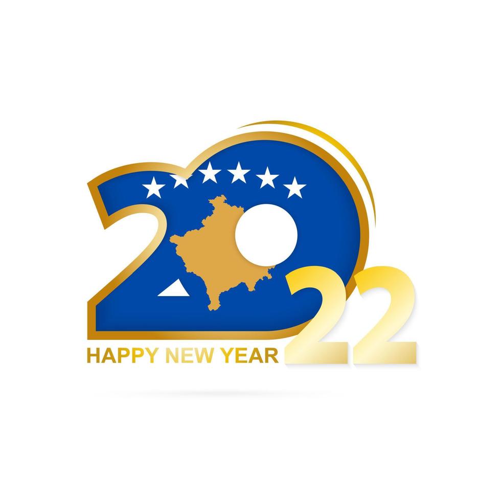 año 2022 con patrón de bandera de kosovo. diseño de feliz año nuevo. vector