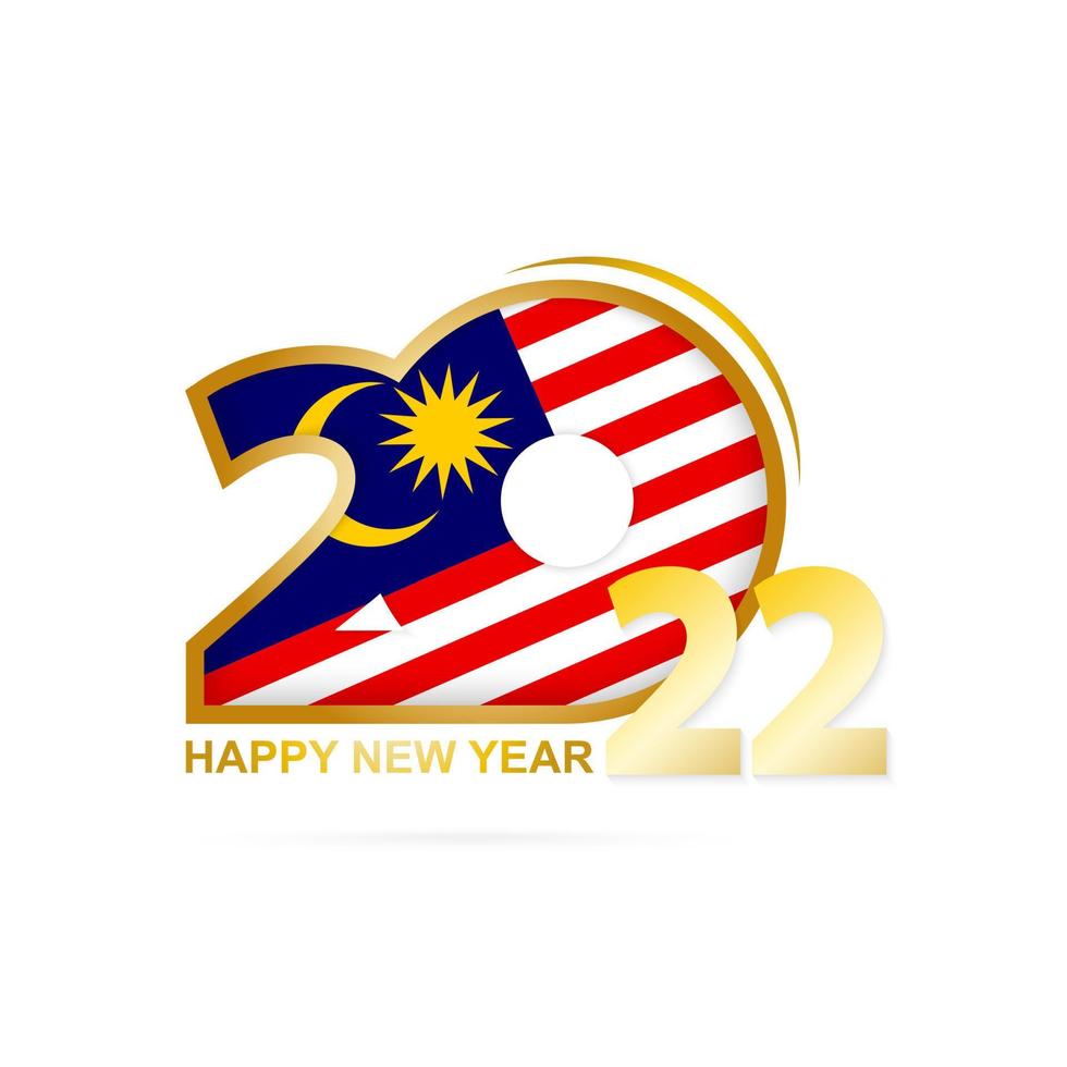 Year 2022 with Malaysia Flag pattern. Happy New Year Design. vector