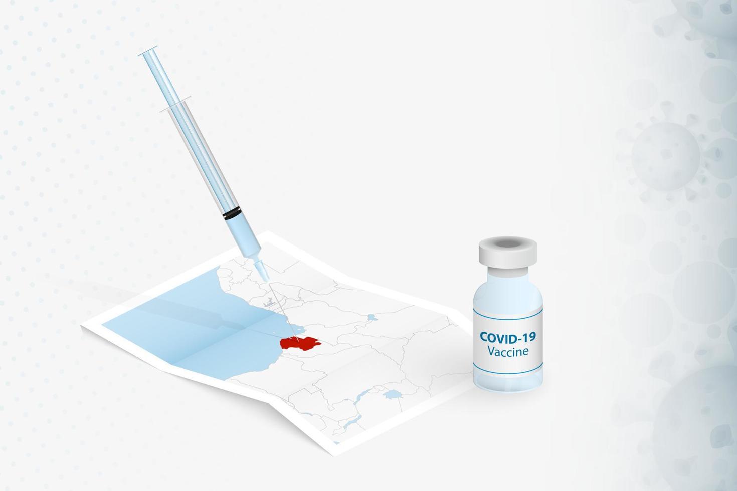 Gabon Vaccination, Injection with COVID-19 vaccine in Map of Gabon. vector