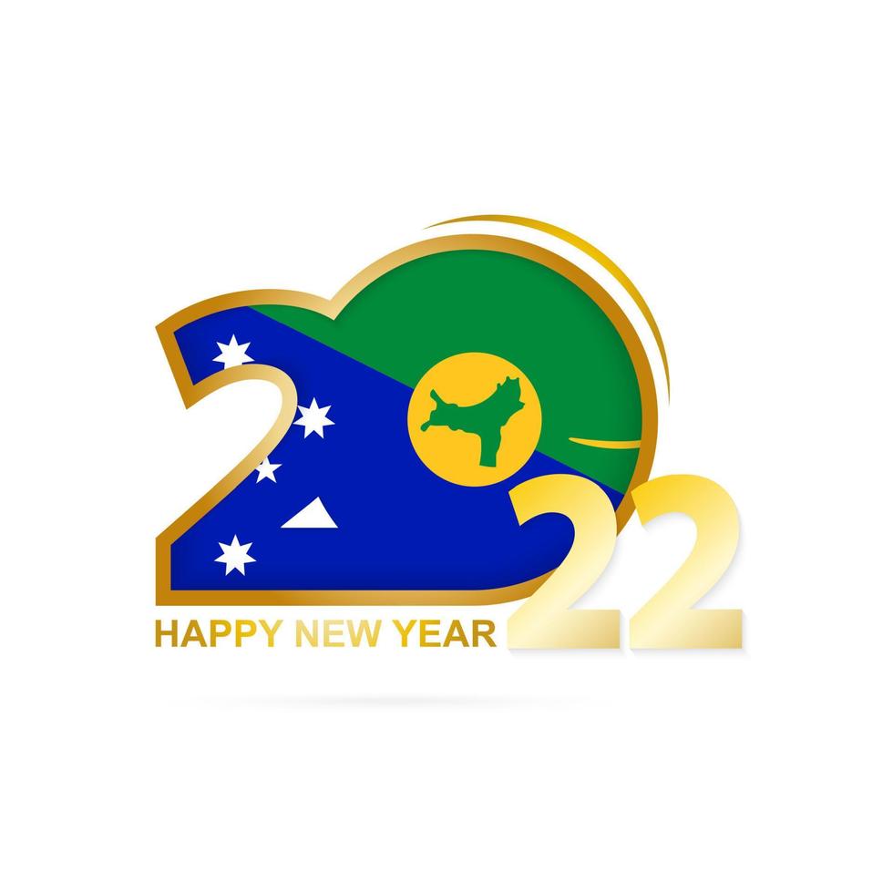 Year 2022 with Christmas Island Flag pattern. Happy New Year Design. vector