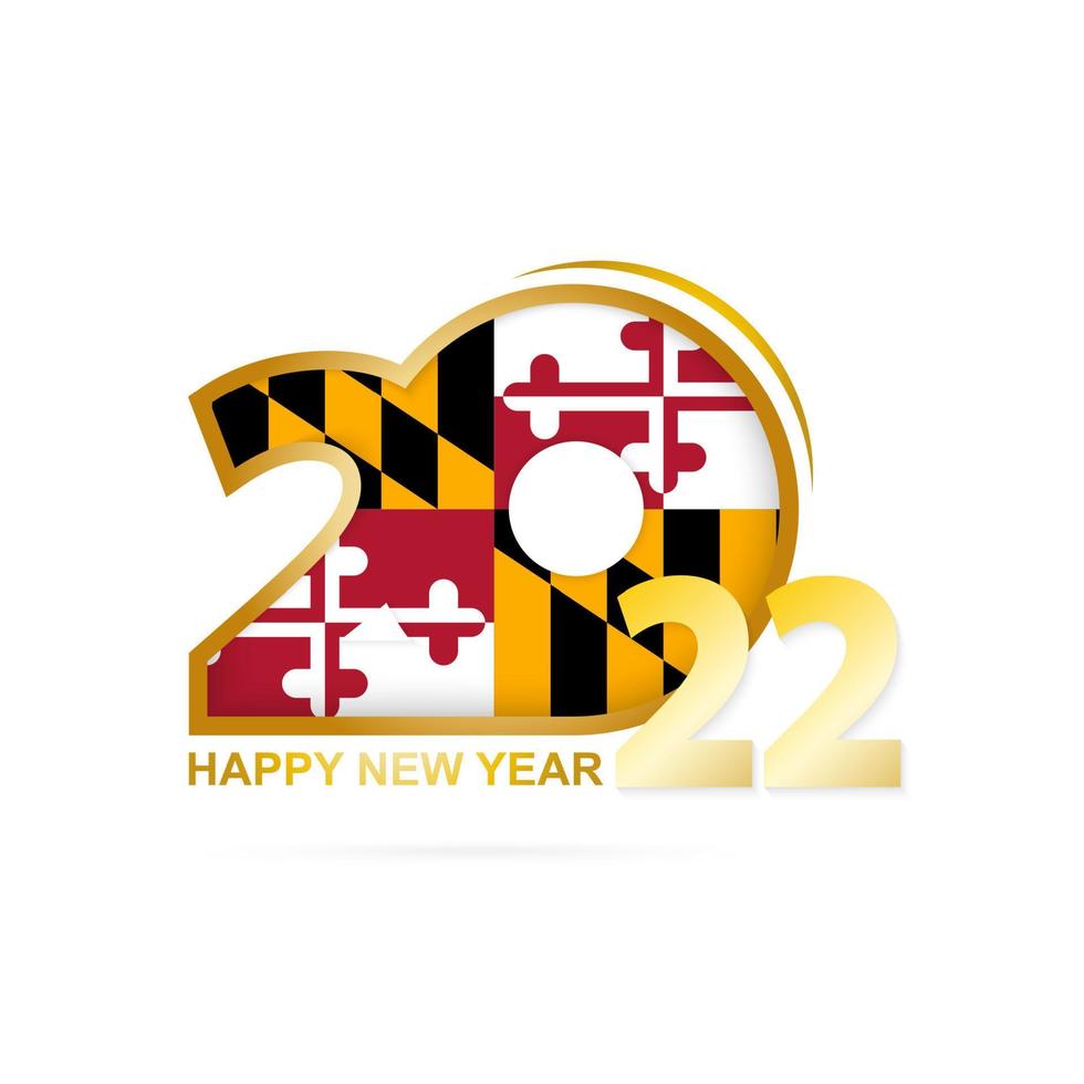 Year 2022 with Maryland Flag pattern. Happy New Year Design. vector
