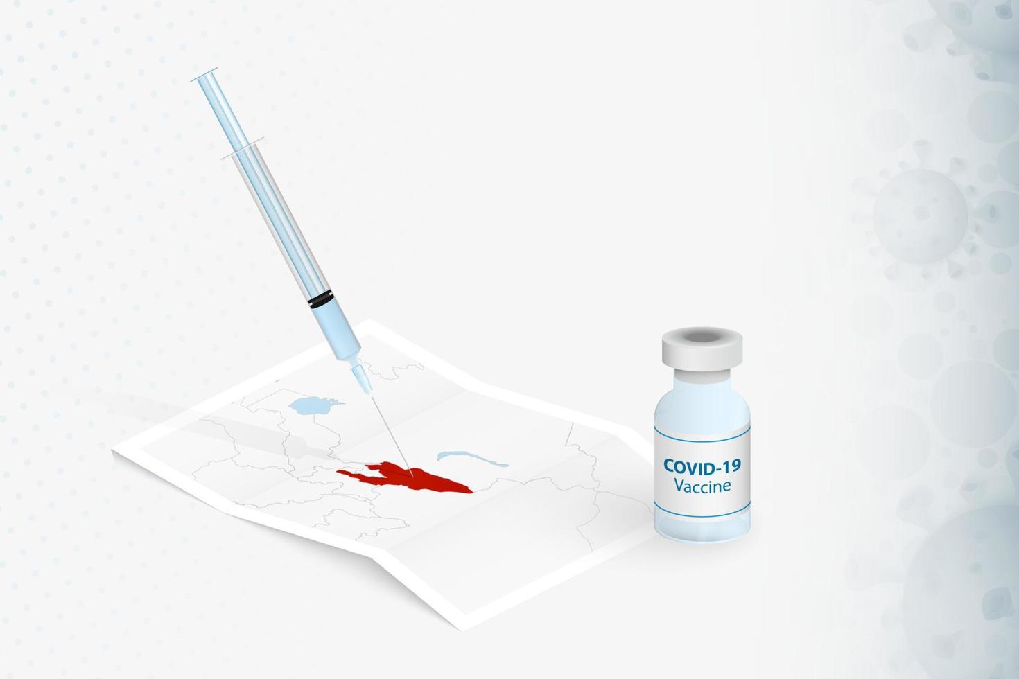 Kyrgyzstan Vaccination, Injection with COVID-19 vaccine in Map of Kyrgyzstan. vector