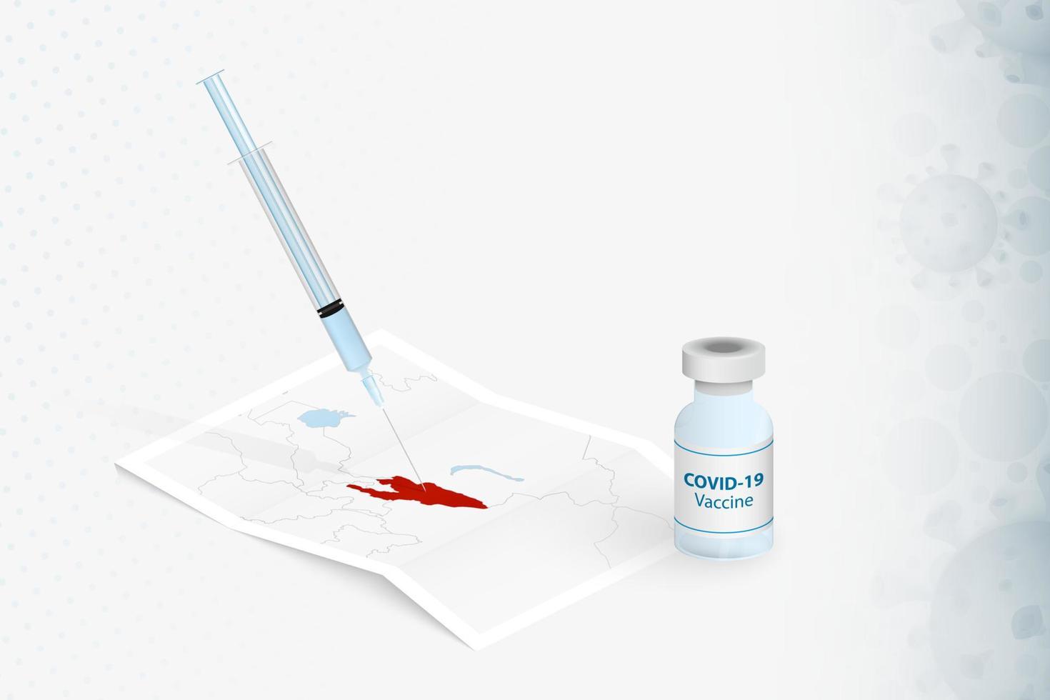 vacunación de Kirguistán, inyección con la vacuna covid-19 en el mapa de Kirguistán. vector