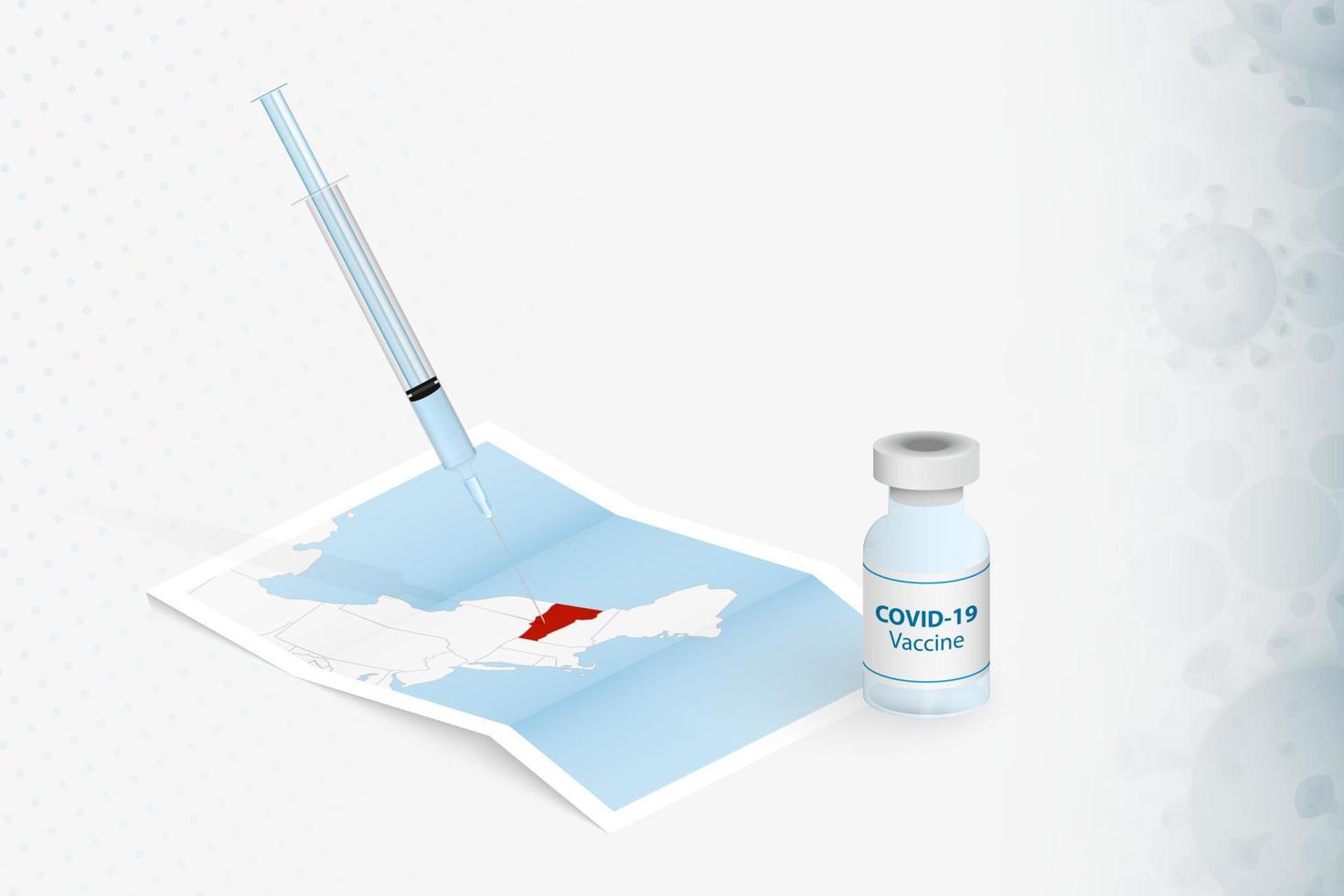 Vermont Vaccination, Injection with COVID-19 vaccine in Map of Vermont. vector