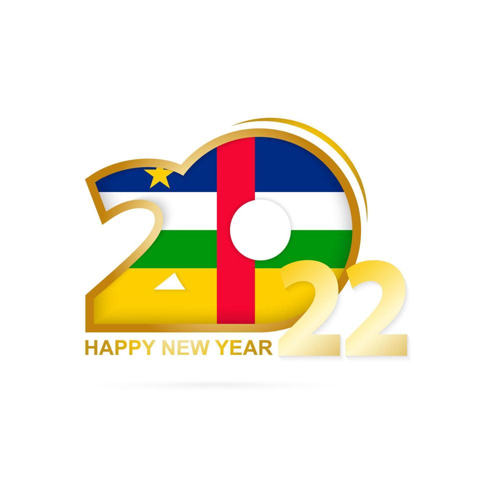 Year 2022 with Central African Republic Flag pattern. Happy New Year Design. vector