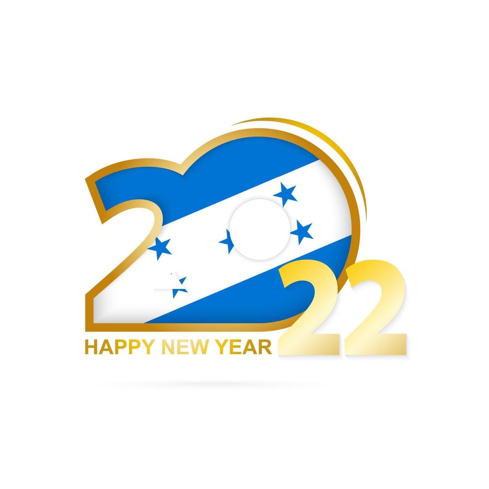 año 2022 con patrón de bandera de honduras. diseño de feliz año nuevo. vector