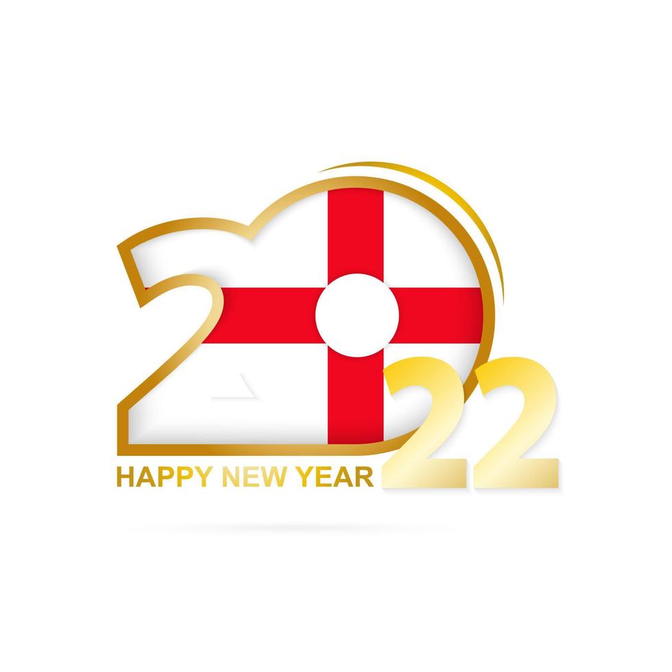 año 2022 con patrón de bandera de inglaterra. diseño de feliz año nuevo. vector