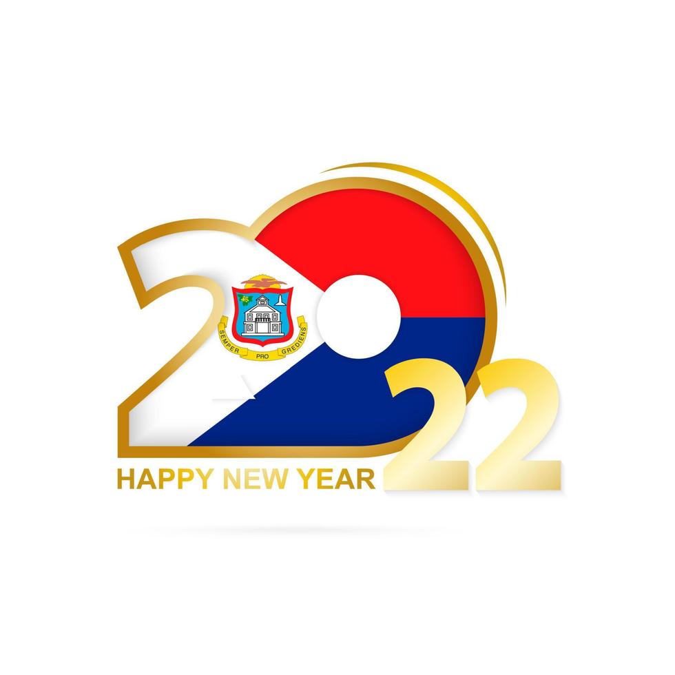 Year 2022 with Sint Maarten Flag pattern. Happy New Year Design. vector