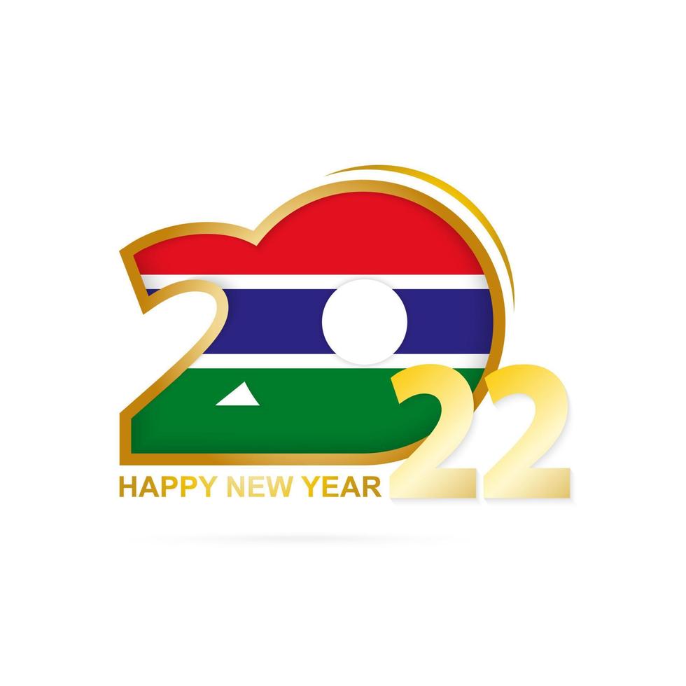 Year 2022 with Gambia Flag pattern. Happy New Year Design. vector