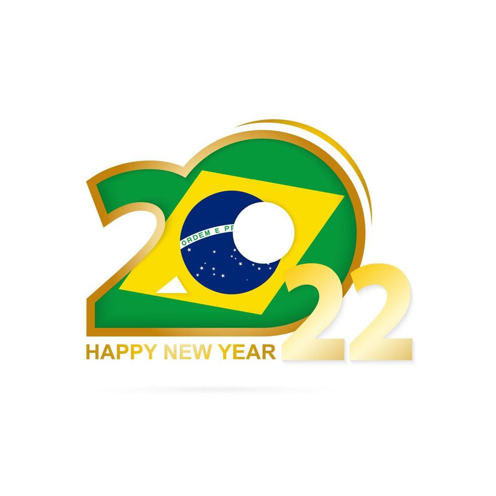 Year 2022 with Brazil Flag pattern. Happy New Year Design. vector