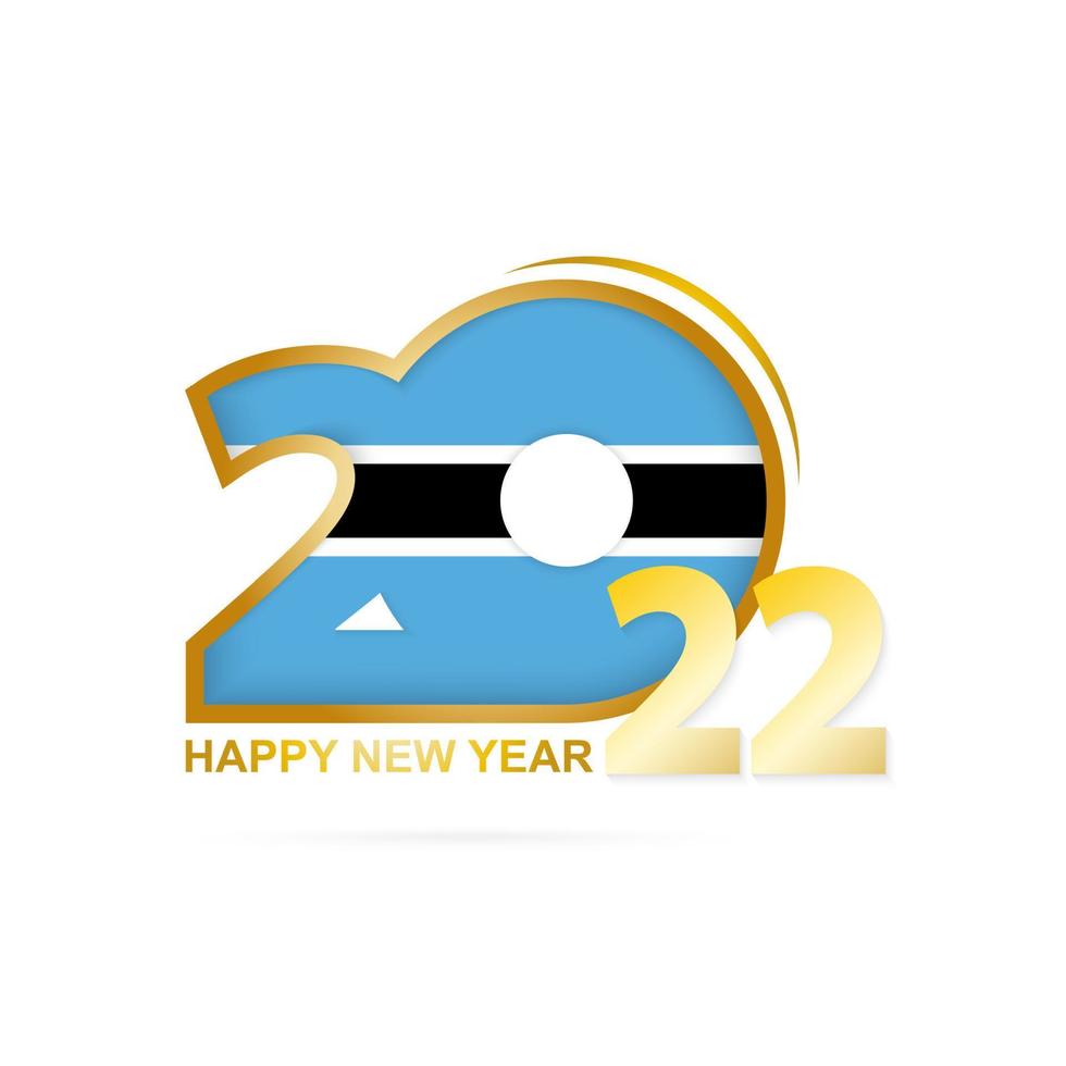 Year 2022 with Botswana Flag pattern. Happy New Year Design. vector