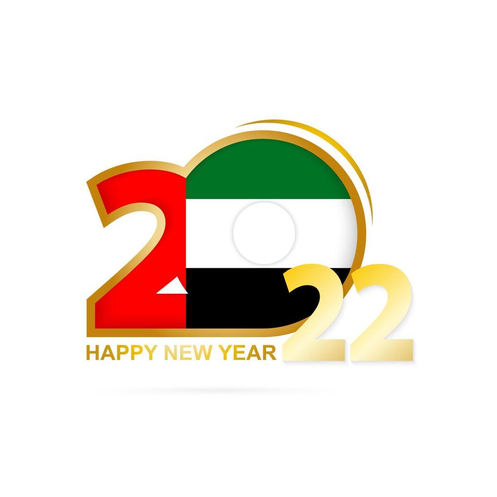 Year 2022 with United Arab Emirates Flag pattern. Happy New Year Design. vector