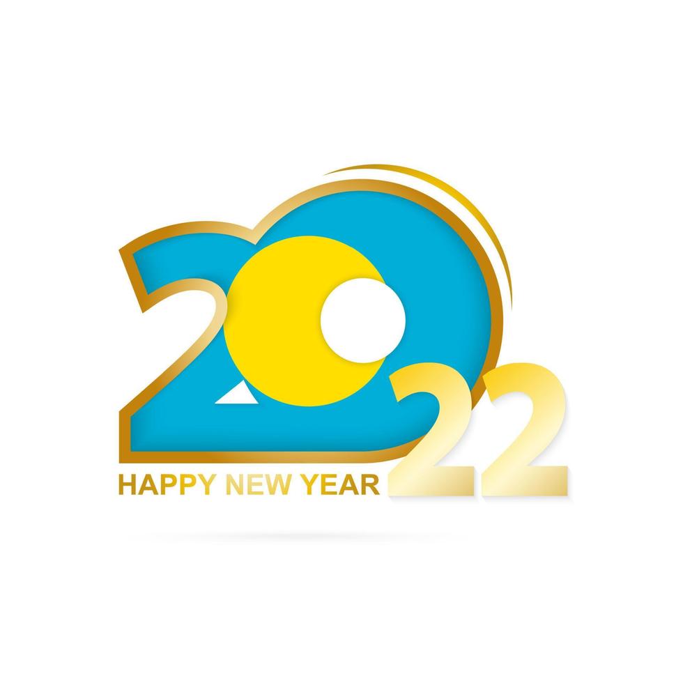 Year 2022 with Palau Flag pattern. Happy New Year Design. vector