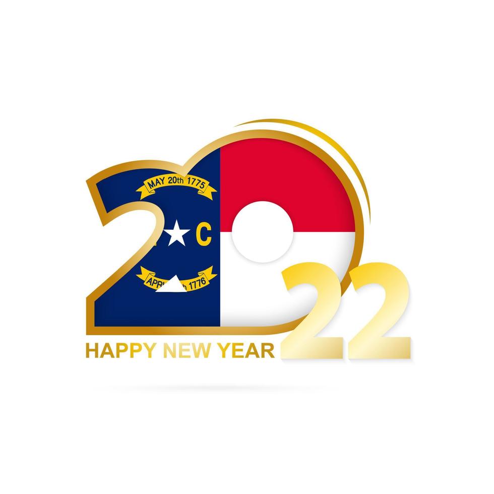 año 2022 con patrón de bandera de carolina del norte. diseño de feliz año nuevo. vector
