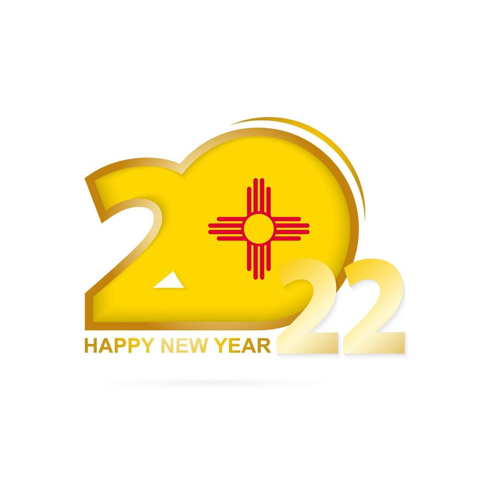 Year 2022 with New Mexico Flag pattern. Happy New Year Design. vector