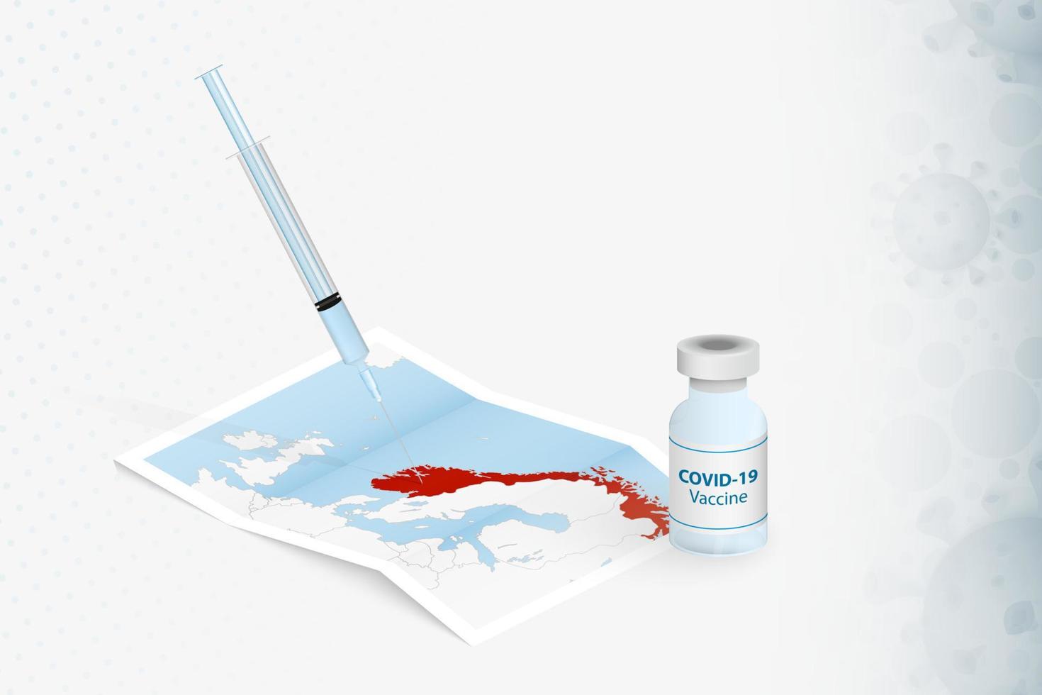 vacunación noruega, inyección con vacuna covid-19 en el mapa de noruega. vector