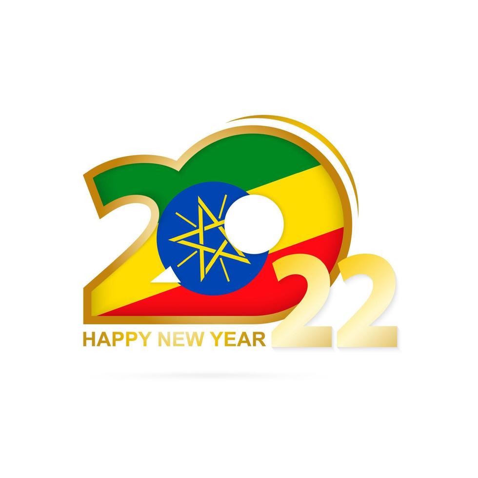 Year 2022 with Ethiopia Flag pattern. Happy New Year Design. vector