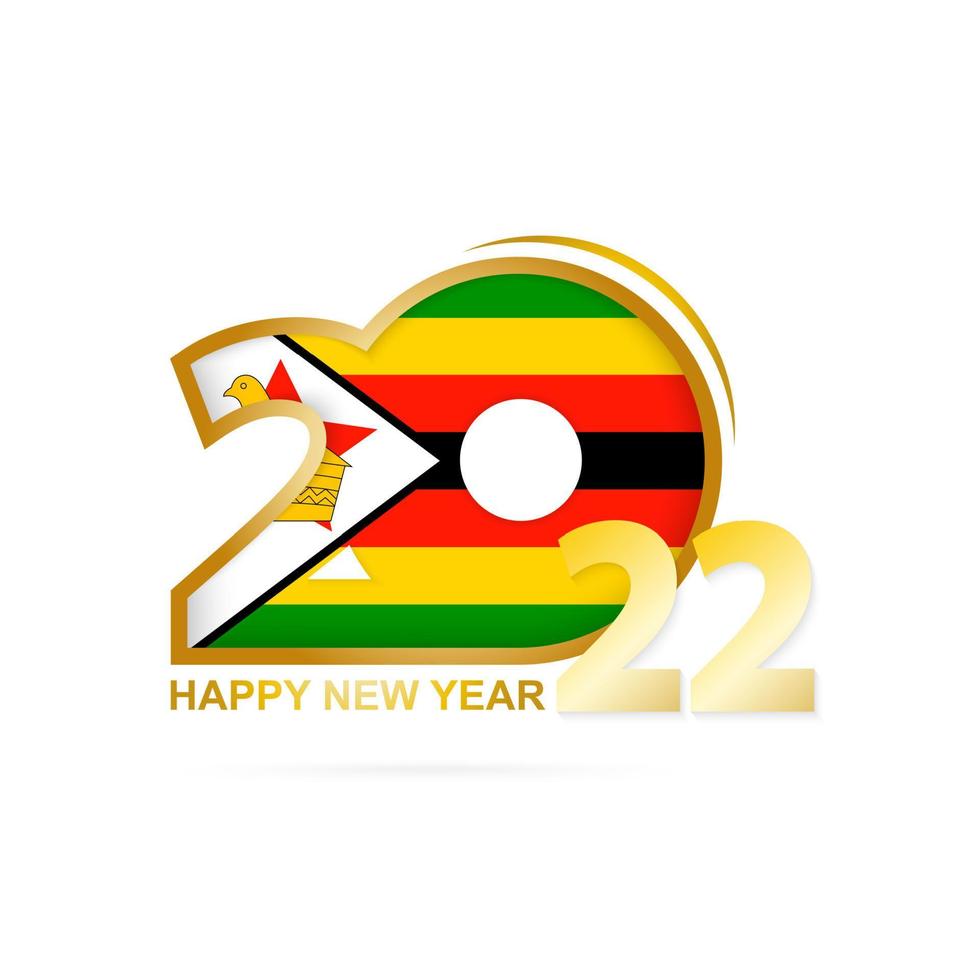 año 2022 con patrón de bandera de zimbabwe. diseño de feliz año nuevo. vector