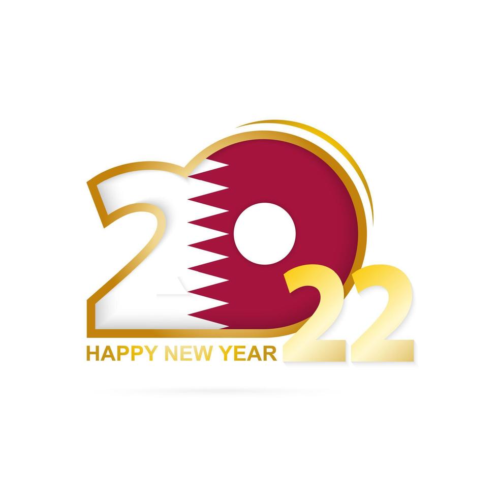 Year 2022 with Qatar Flag pattern. Happy New Year Design. vector